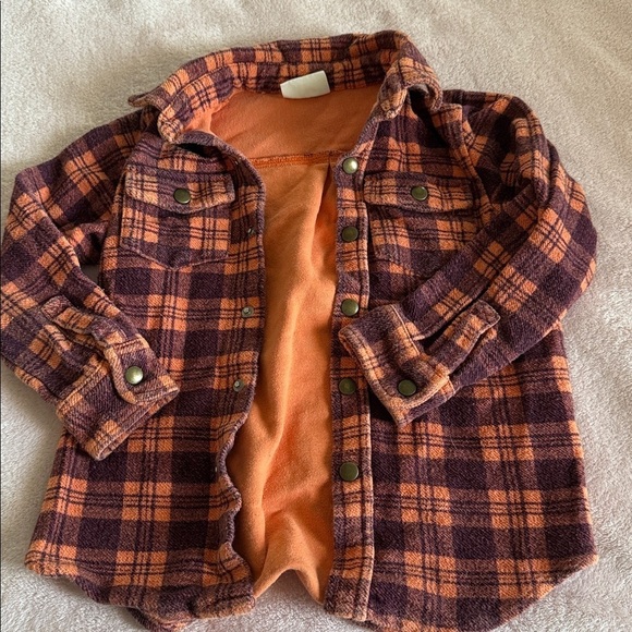 Other - Plaid Flannel Jacket in Orange and Brown